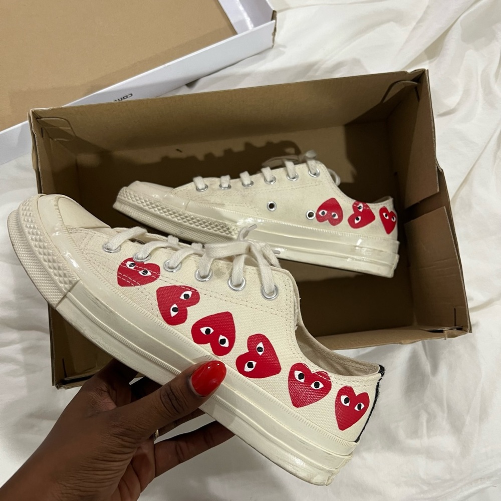 White Converse Comme’ des Garçons Heart Sneaker